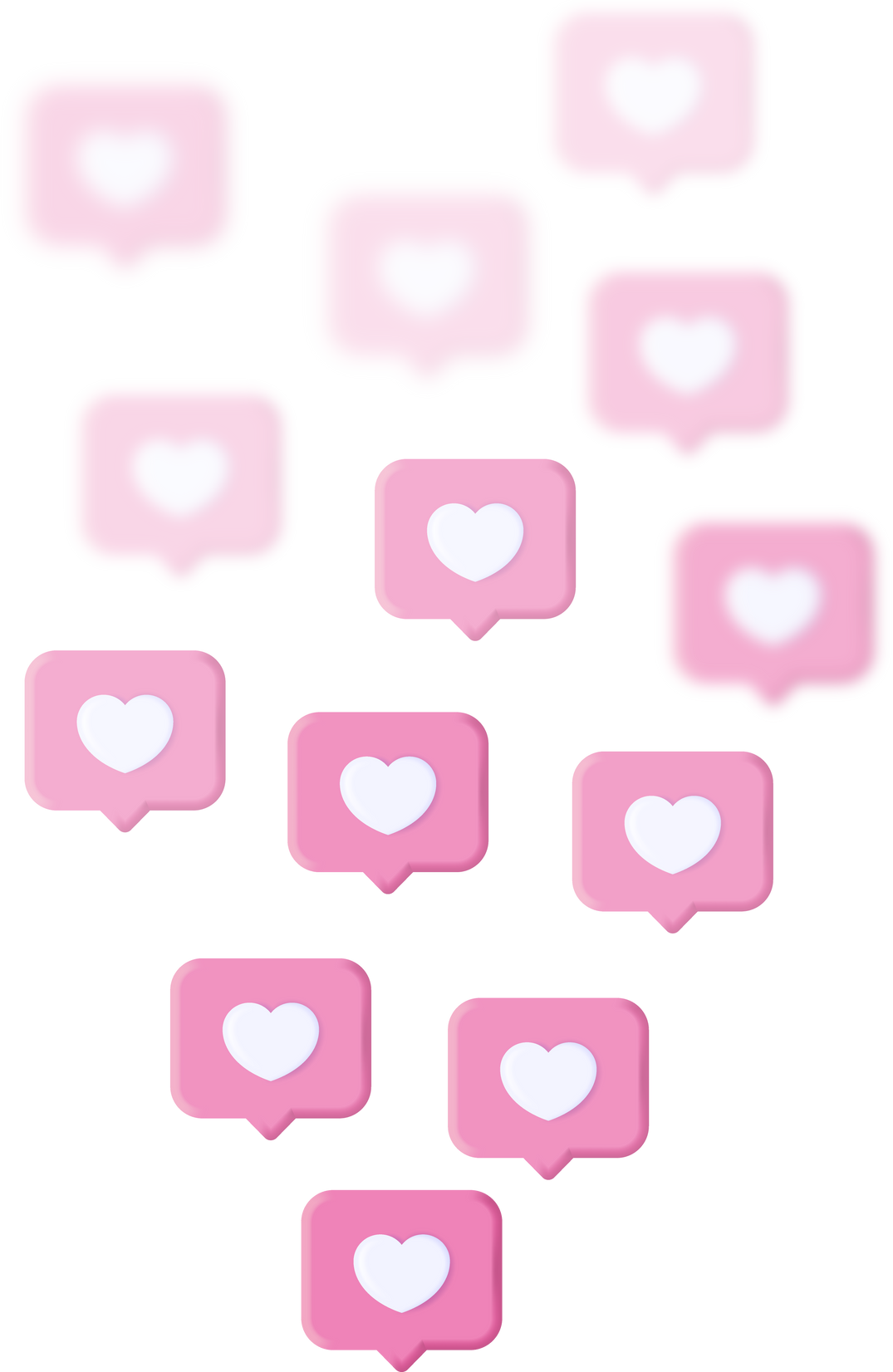 Flying pink hearts.